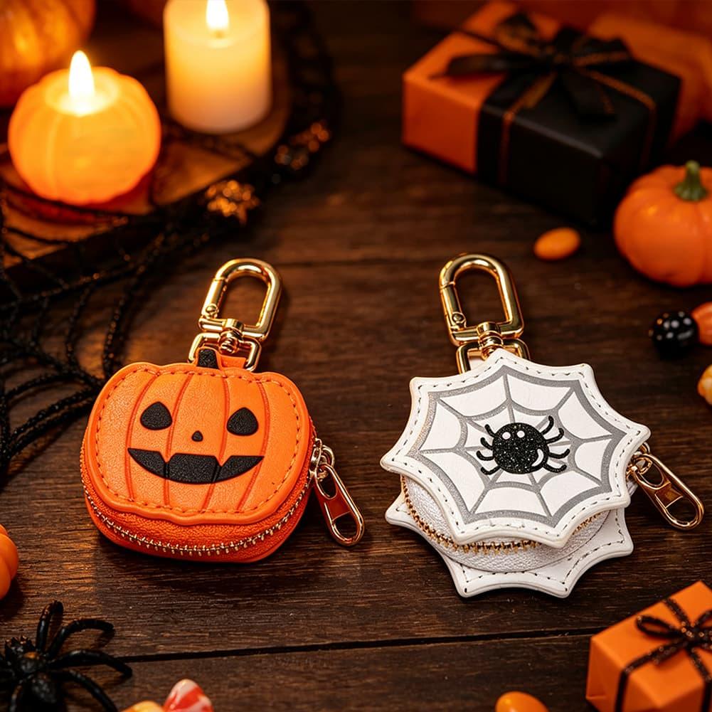 Mini Backpack Purse - Halloween Pumpkin Spider Web Mini Coin