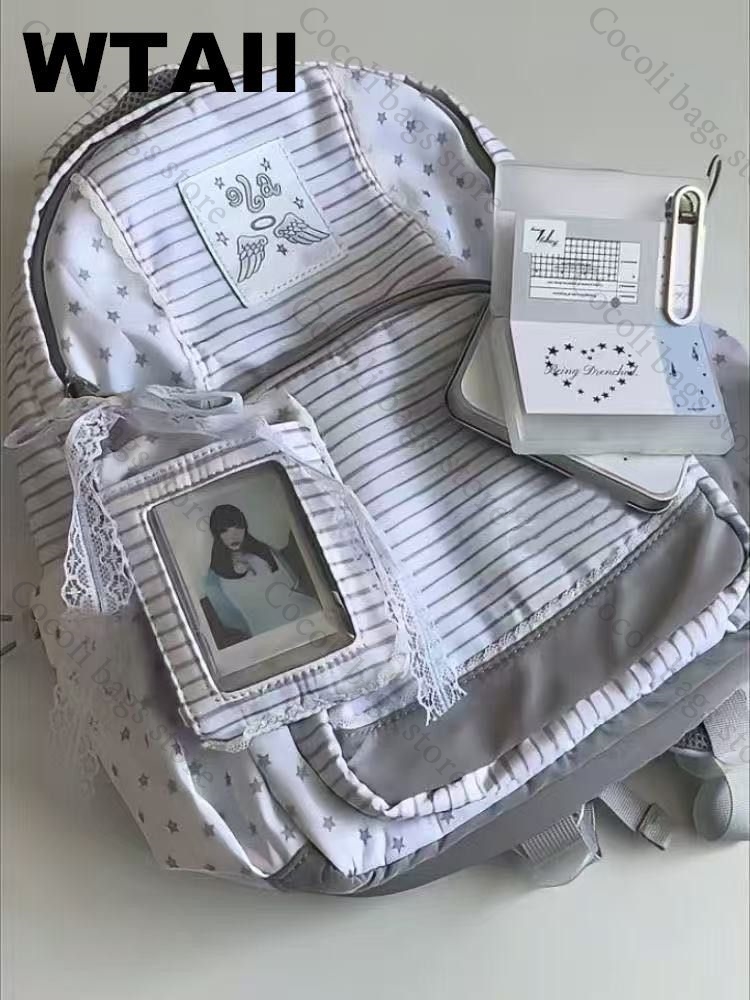 Fashion Striped Dot Decor Back - đánh giá và giá Canvas Backpack Casual