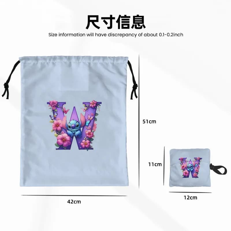 Cartoon Stich A-Z Alphabet Flo - đánh giá và giá Drawstring Gym Bag