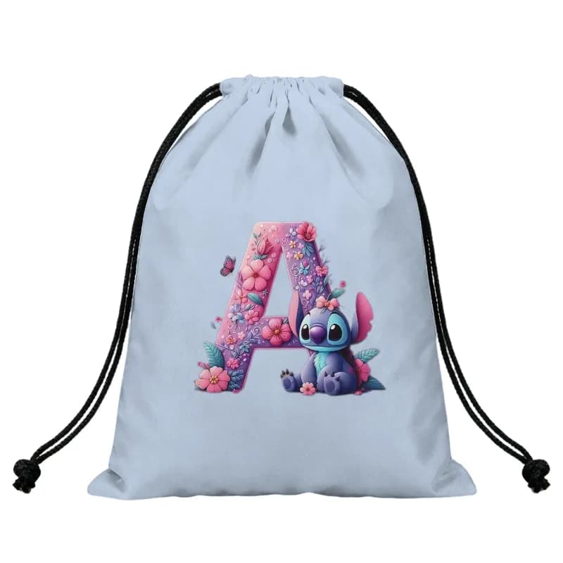 Cartoon Stich A-Z Alphabet Flo - đánh giá và giá Drawstring Gym Bag